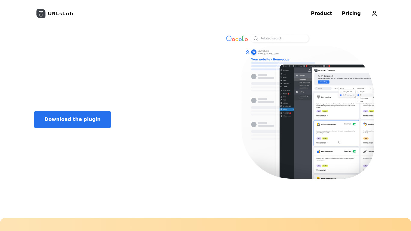 URLsLab - Keyword Manager Landing page