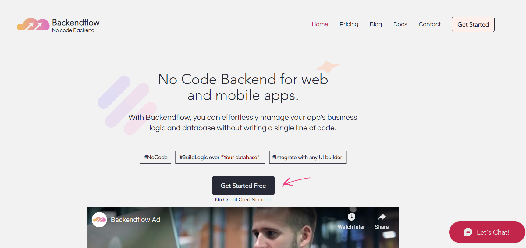 Backendflow Landing page