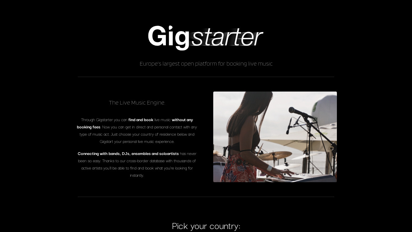 Gigstarter Landing page