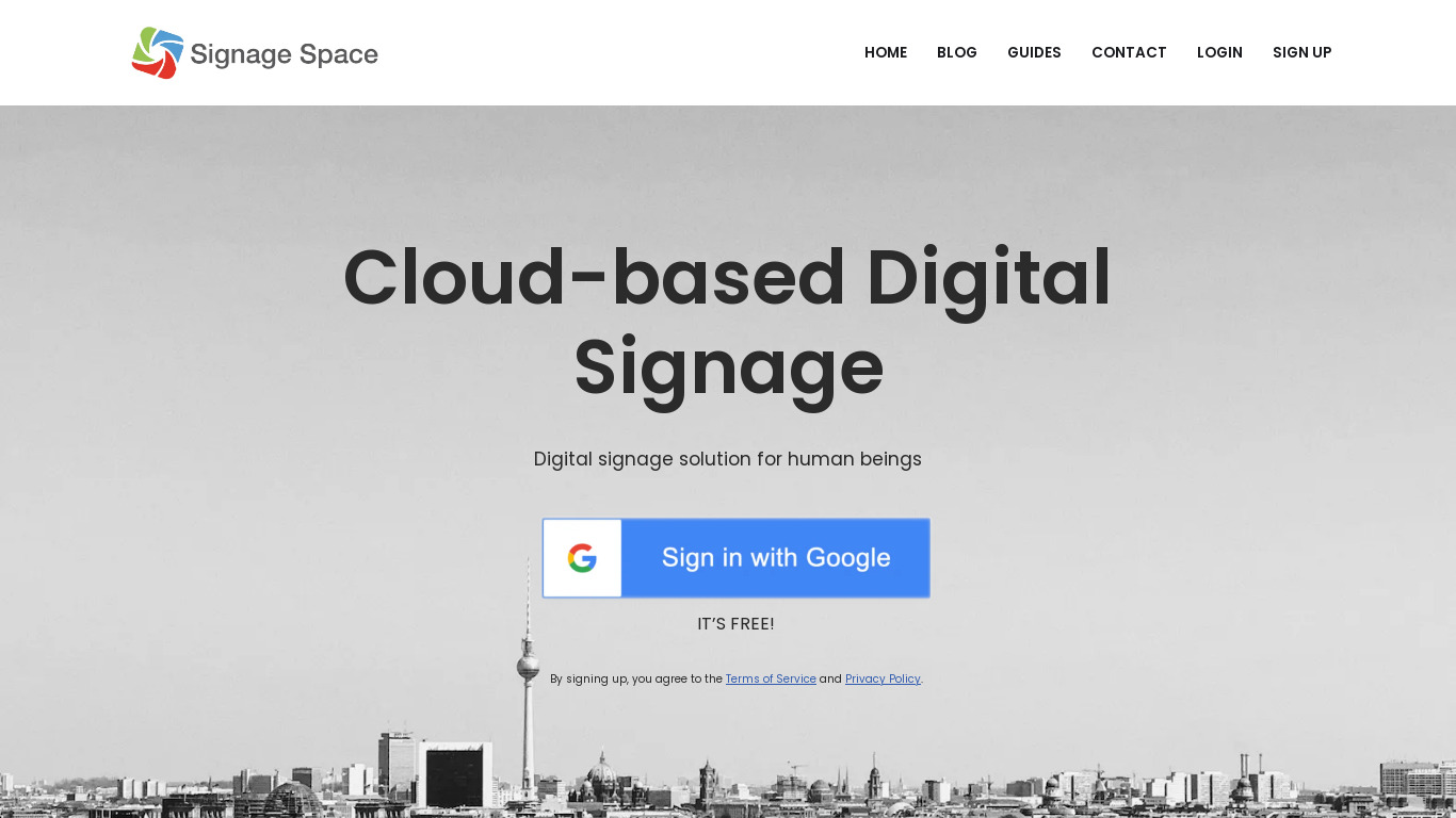 Signage Space Landing page