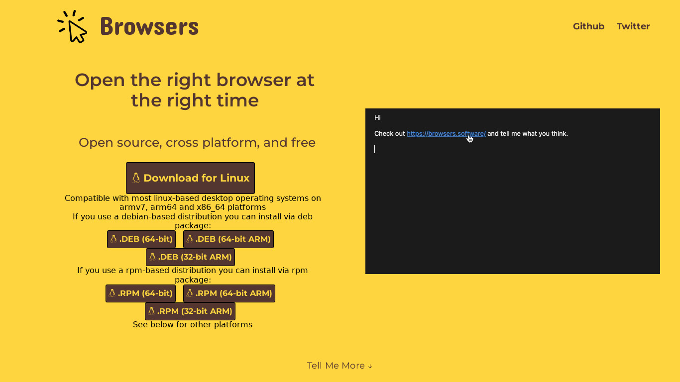 Browsers Landing page