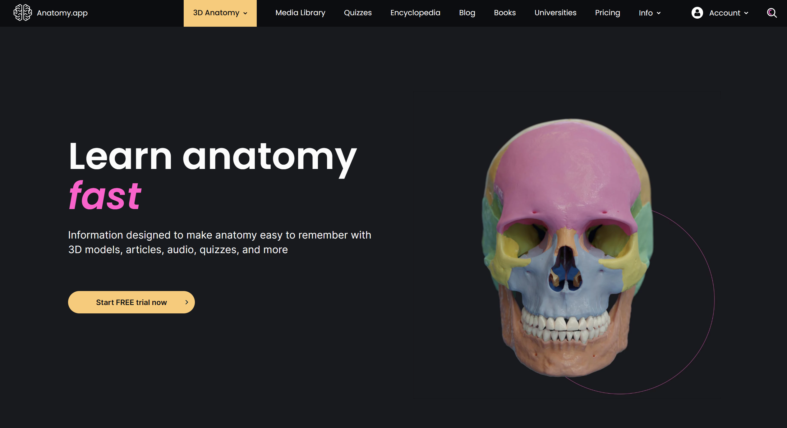 Anatomy.app Landing page