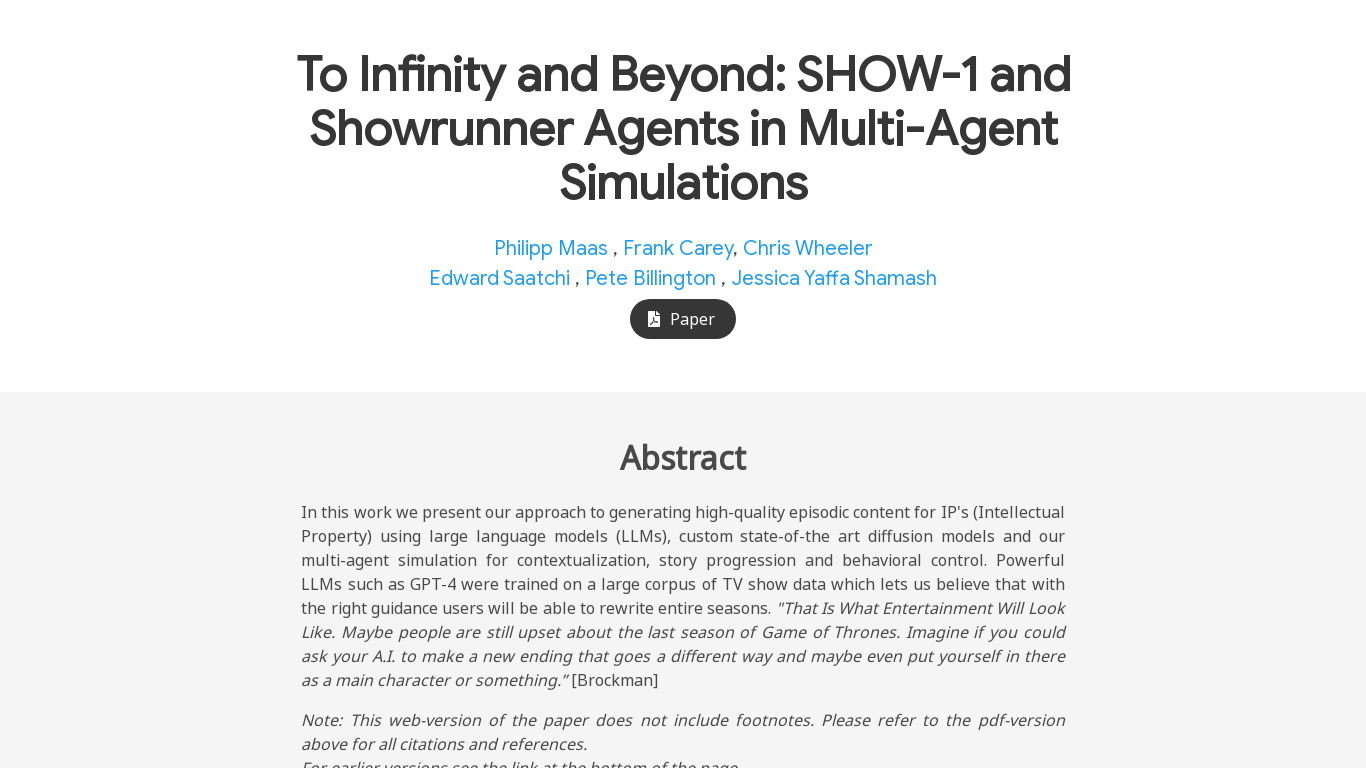 Showrunner Agents Landing page