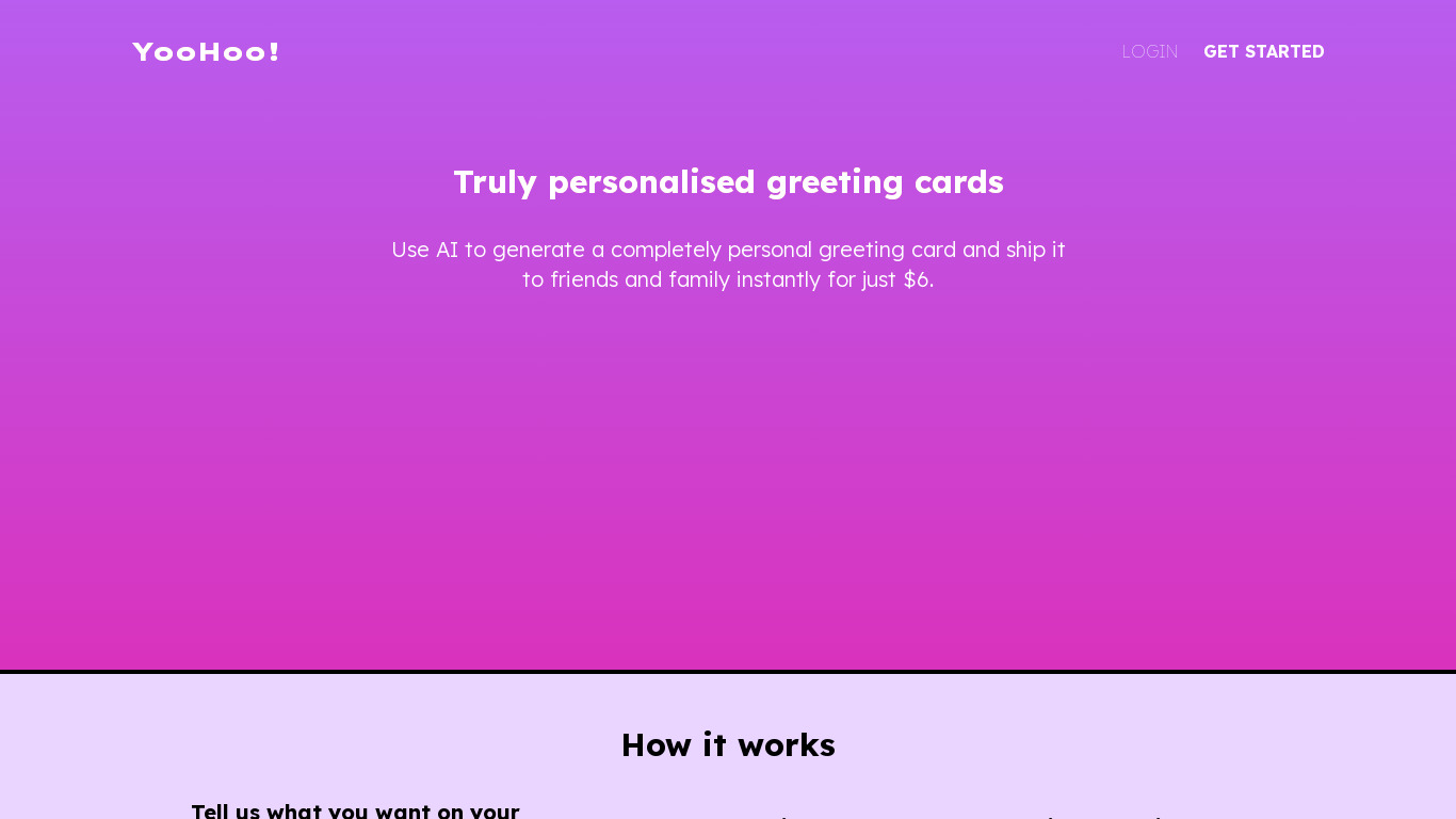 YooHoo! Landing page
