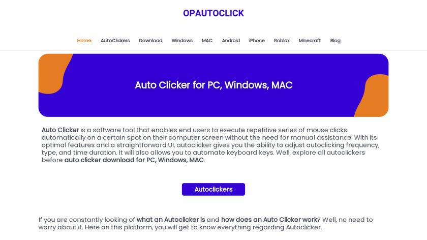 OP AutoClick Landing Page
