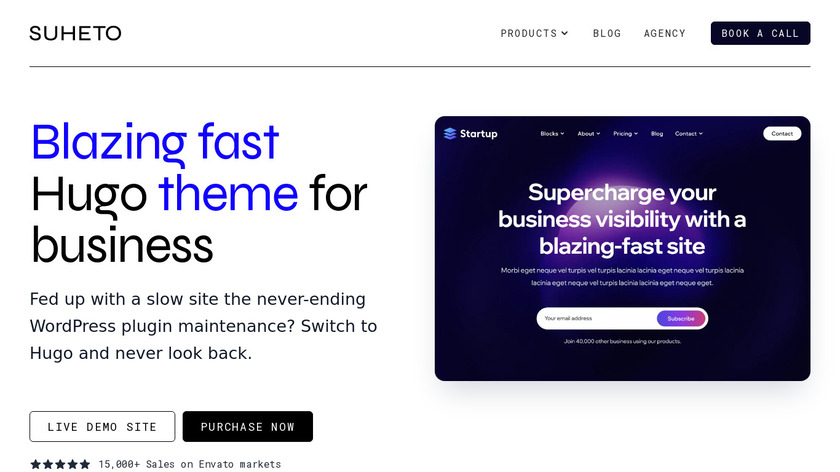 Startup Hugo Theme Landing Page