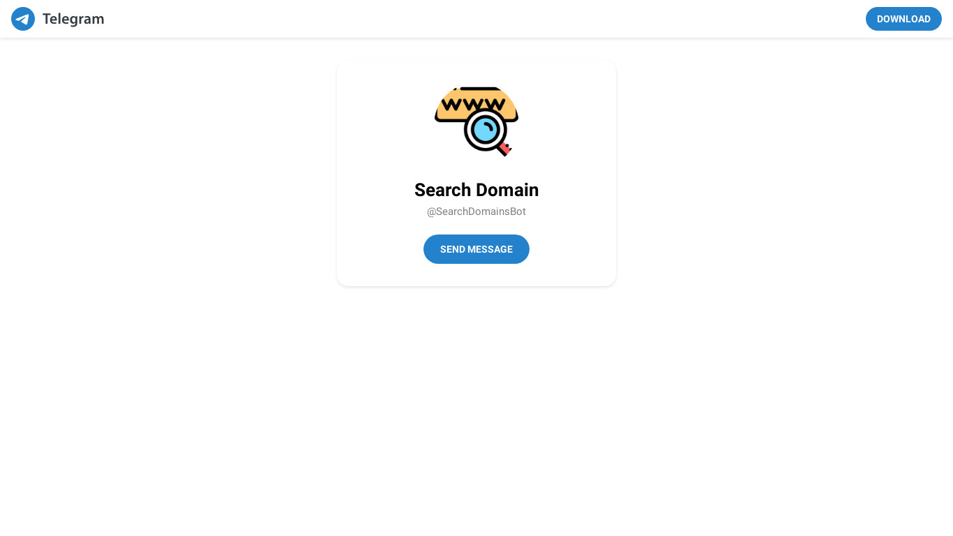 Telegram Search Domains Bot Landing page