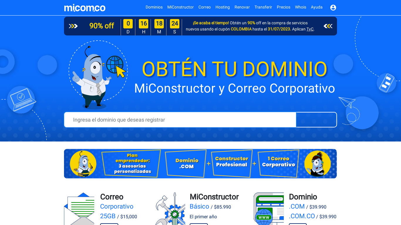 Mi.com.co Landing page