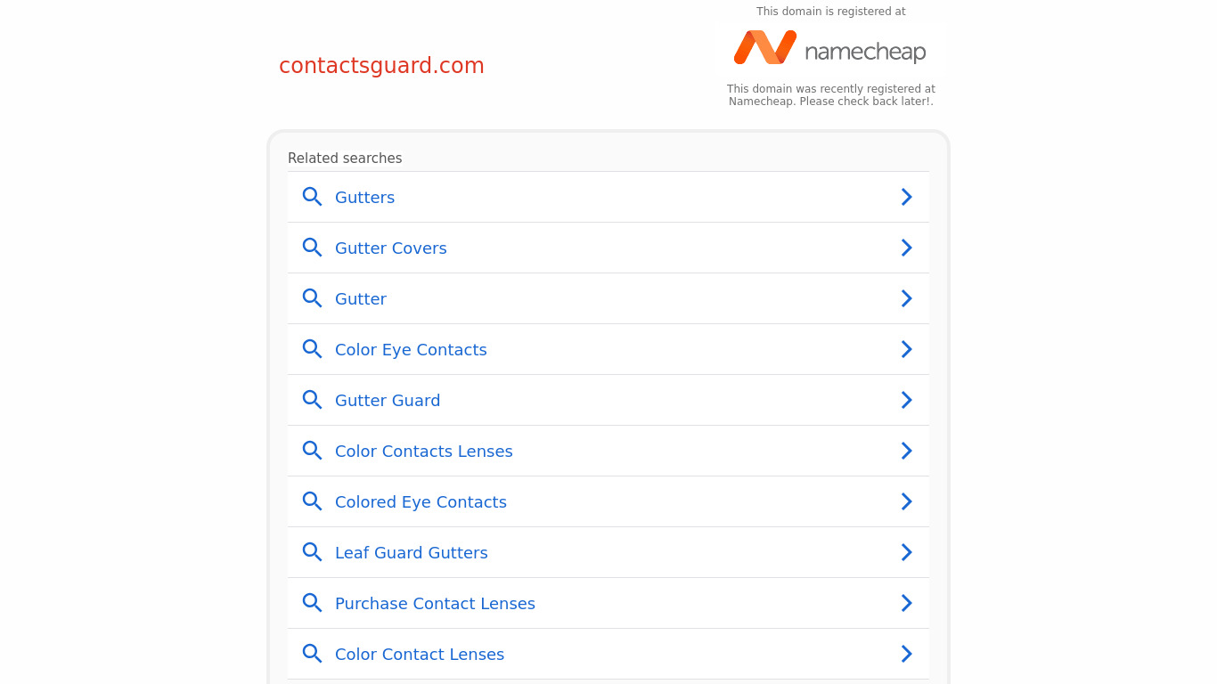 Contacts Guard Landing page