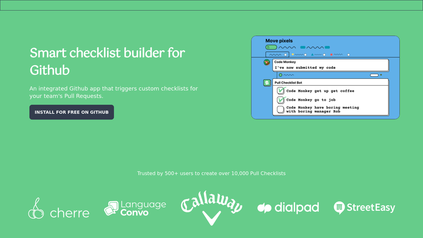 Pull Checklist Landing page