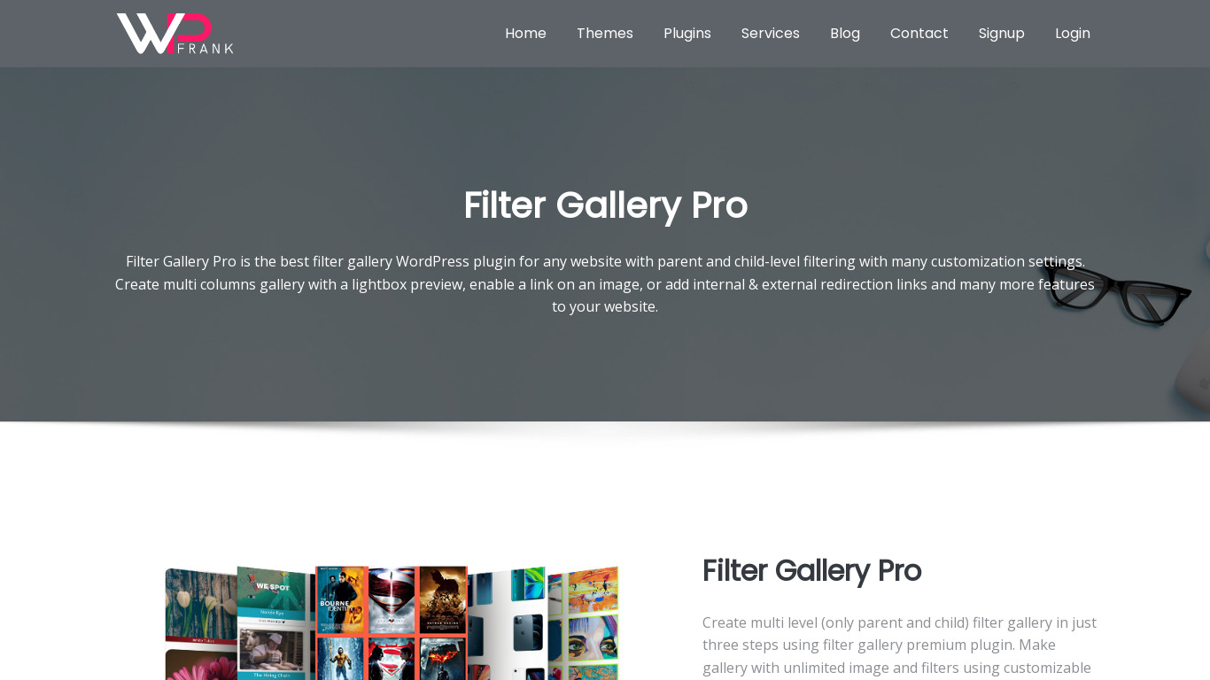 Filter Gallery Pro Landing page