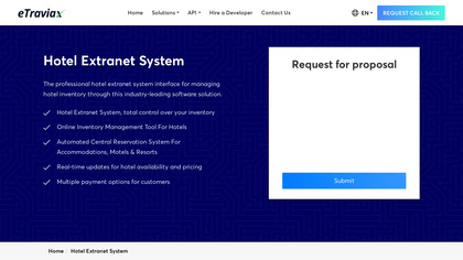 eTraviax Hotel Extranet System screenshot