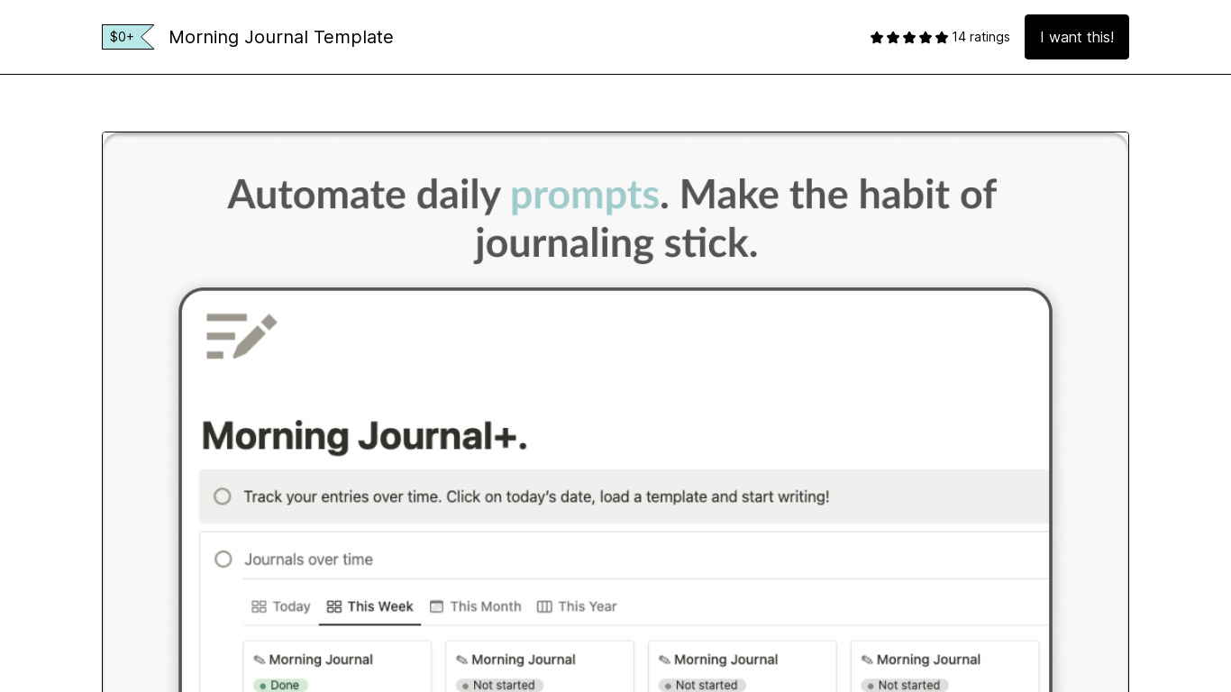Morning Journal Template Landing page