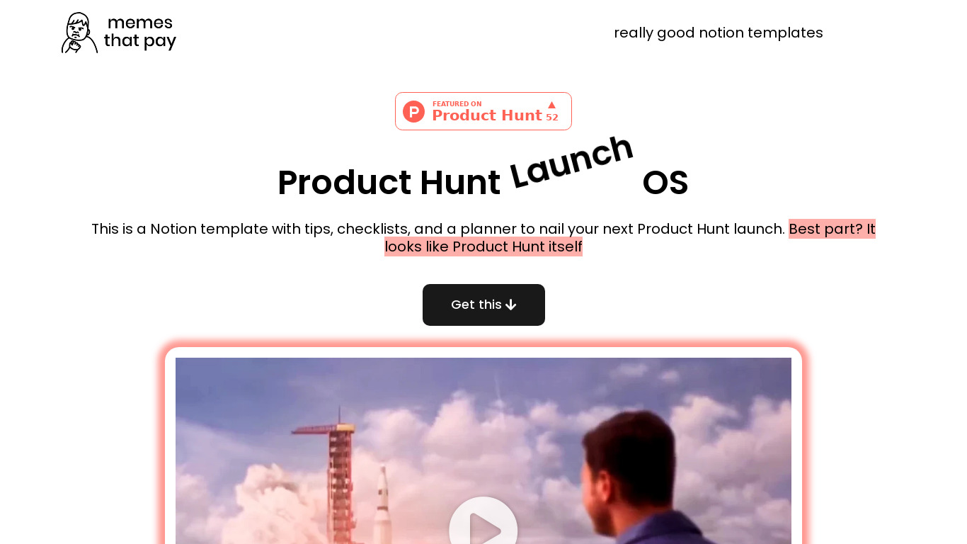 Product Hunt Launch OS Landing page