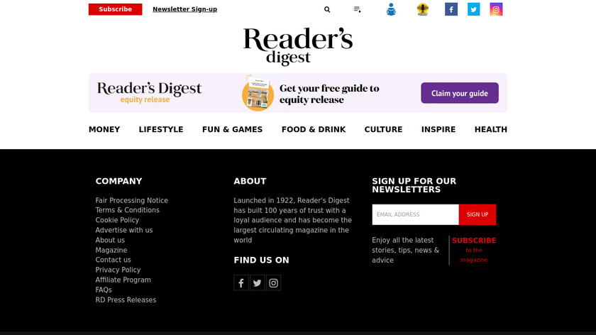 Reader's Digest Landing Page