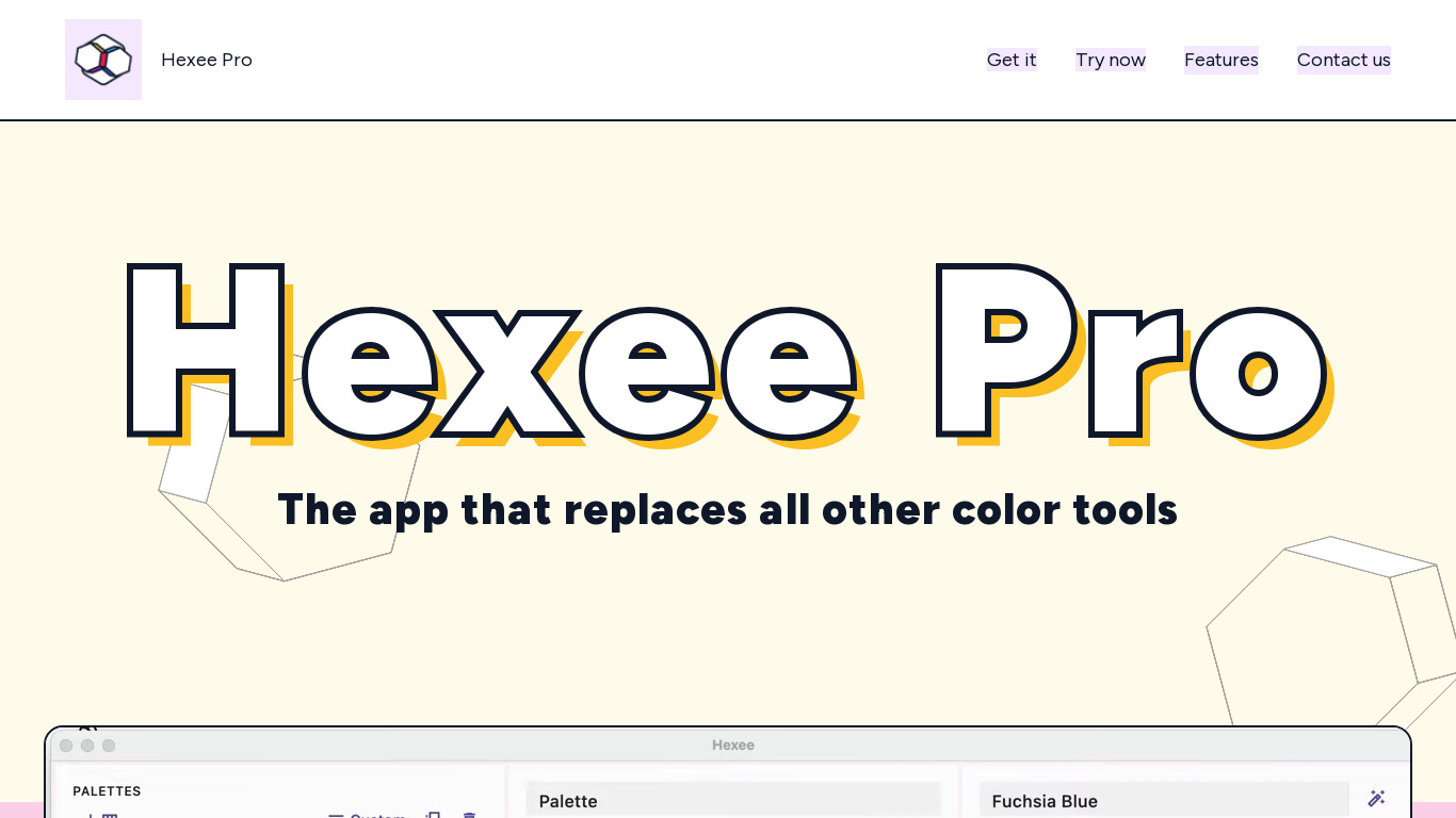 Hexee Pro Landing page