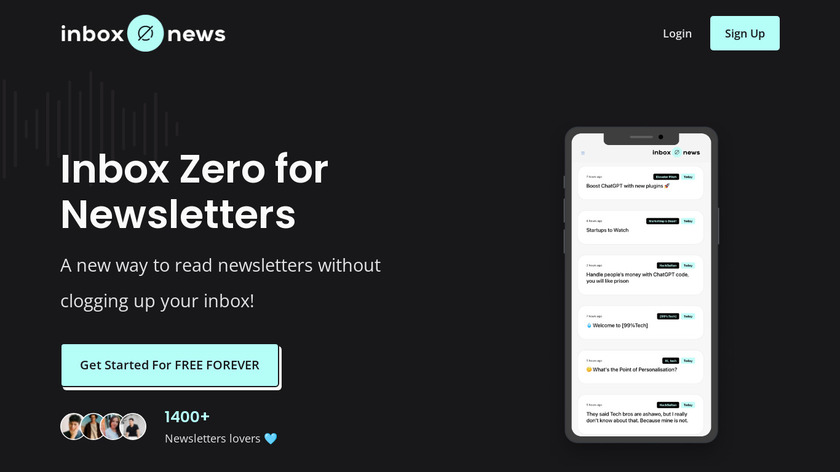 InboxZeroNews Landing Page