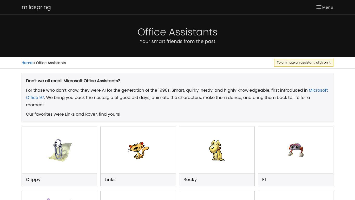 Office Assistants Landing page