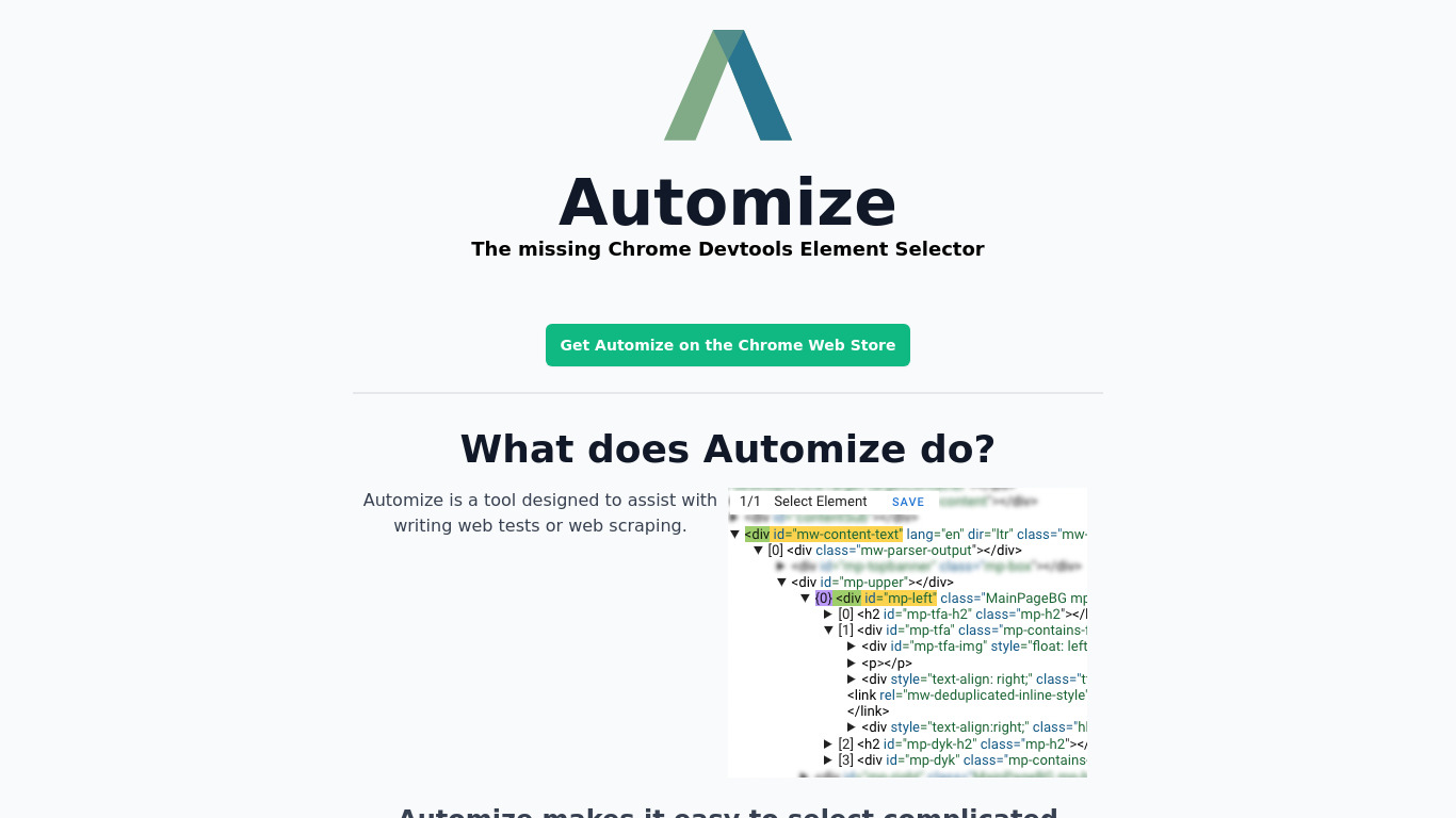 Automize Landing page