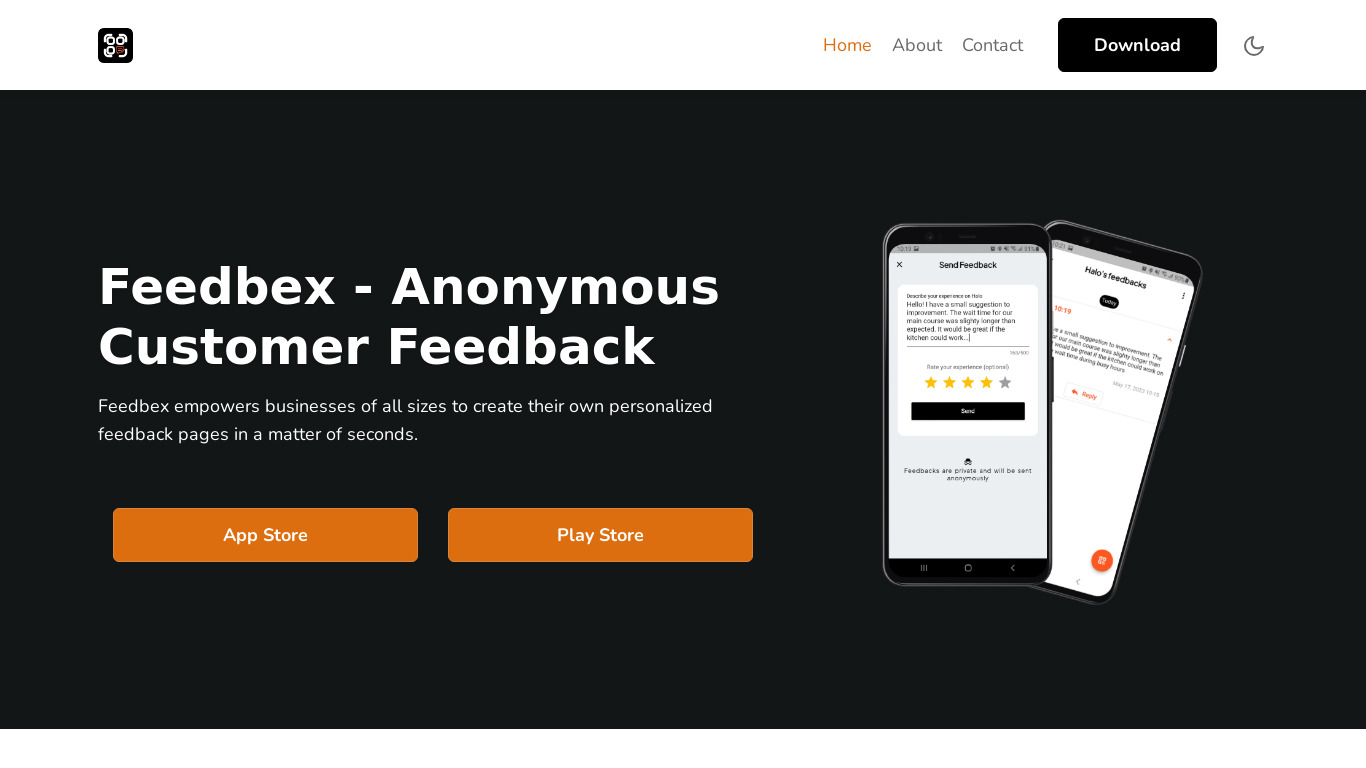 Feedbex Landing page