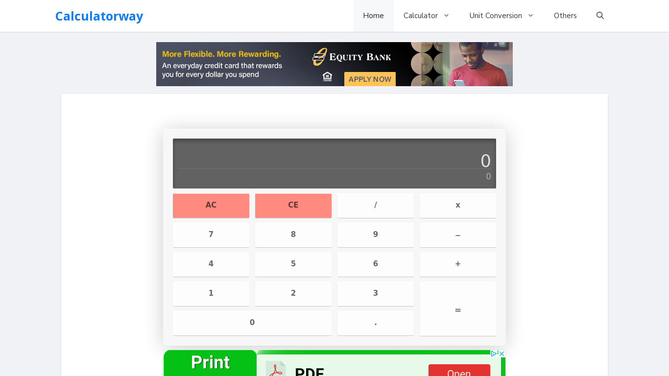 calculatorway Landing page