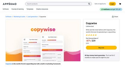 Copywise Lifetime deal copywriting tool image