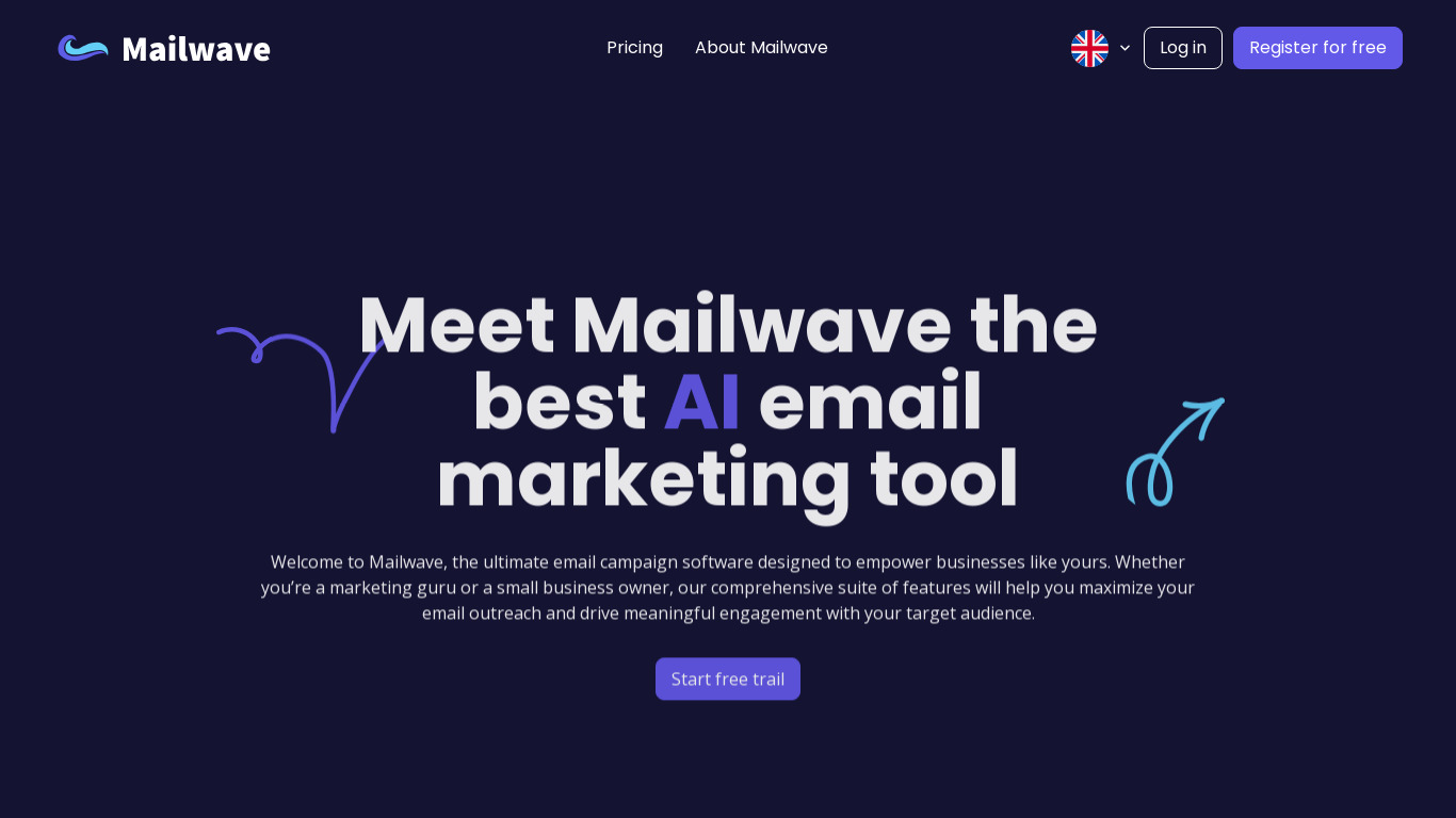 Mailwave AI Landing page