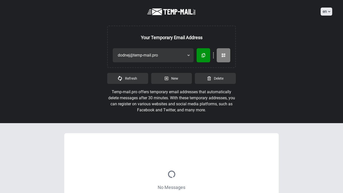 Temp Mail Pro Landing page