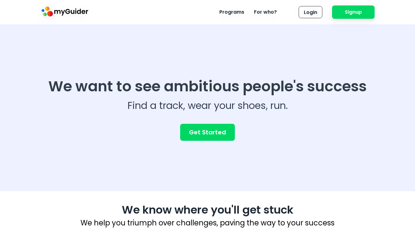 myGuider Landing page