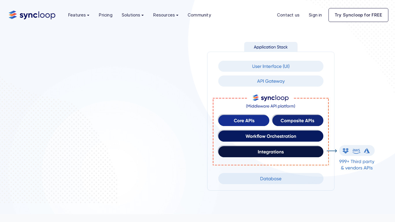 Syncloop Landing page