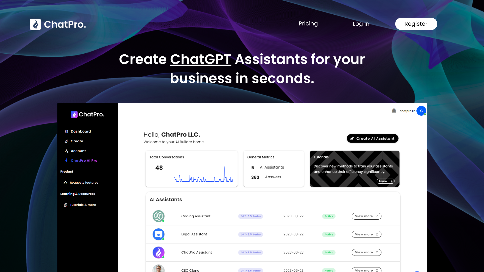 ChatPro Landing page