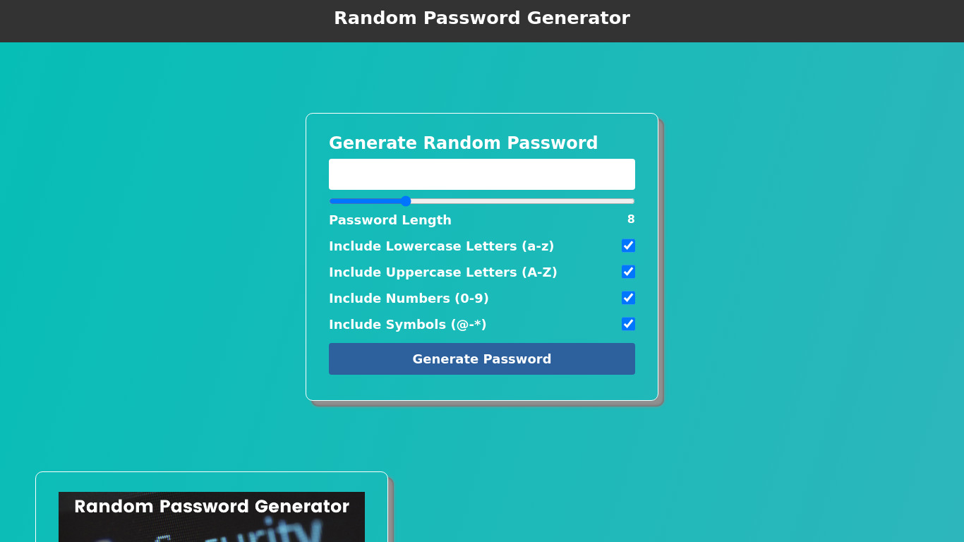 Random Password Generator Pro Landing page
