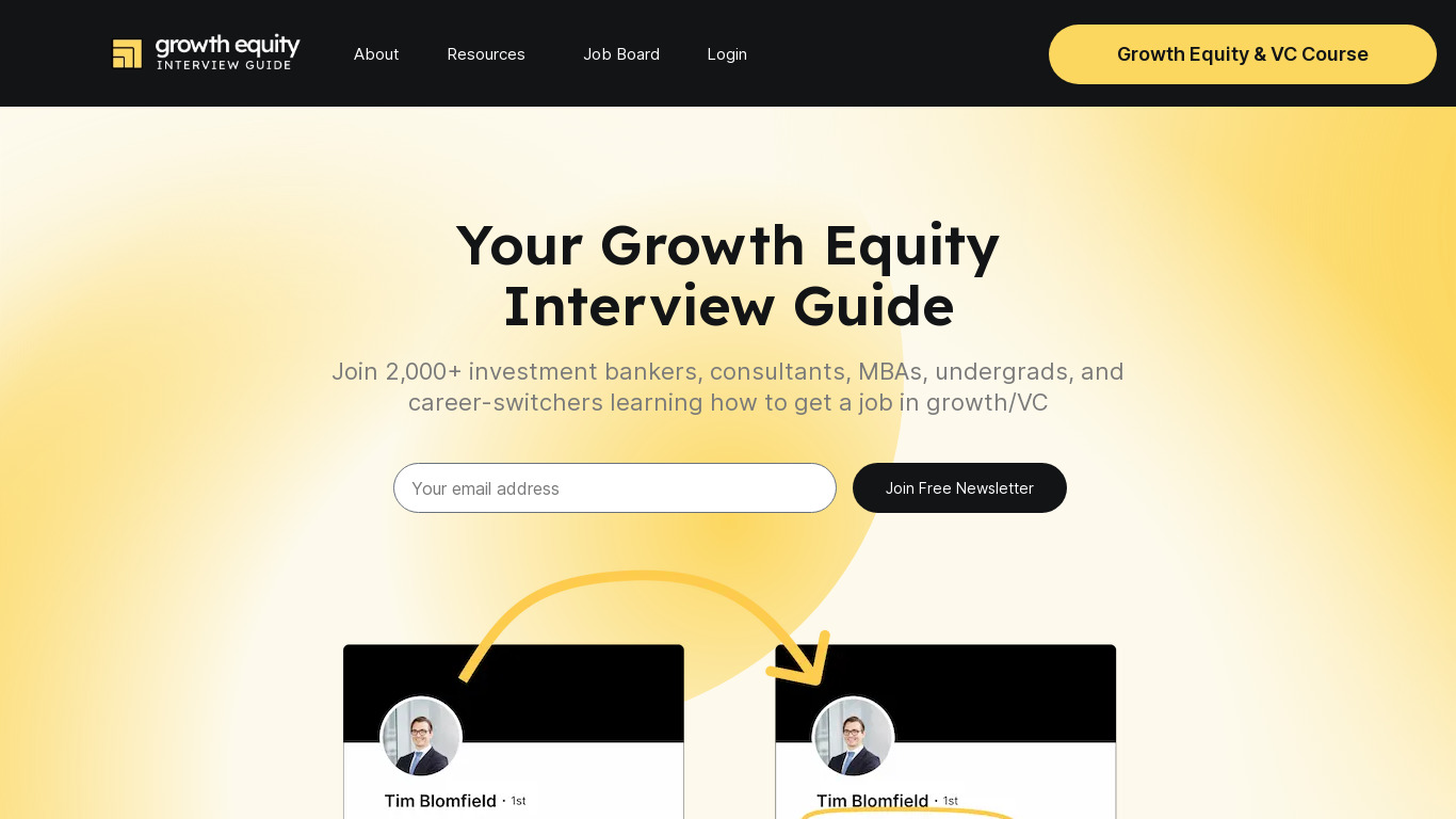 Growth Equity Interview Guide Landing page