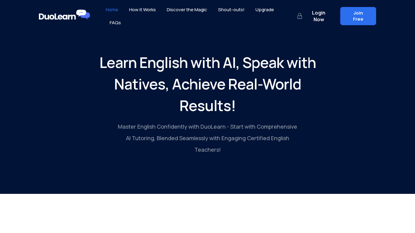 DuoLearn Landing page