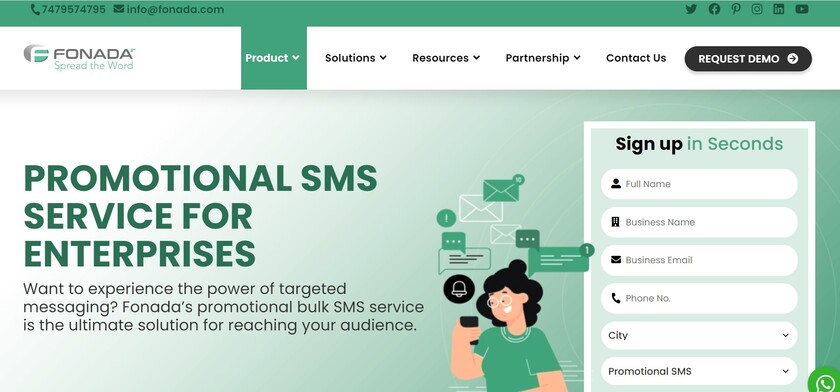 Fonada Promotional SMS Landing Page