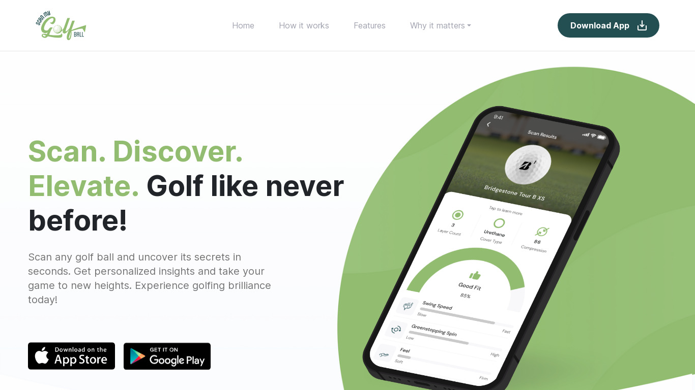 ScanMyGolfBall Landing page