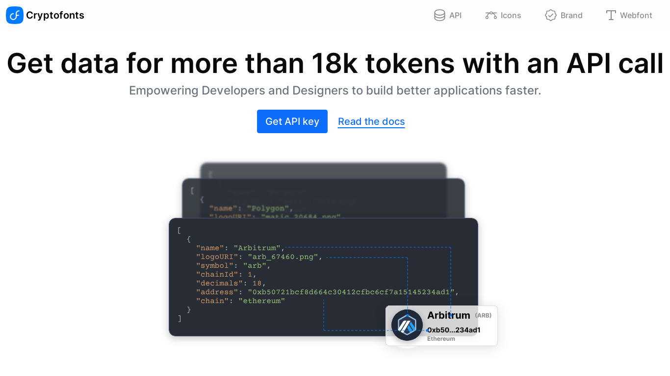 Token Icon API Landing page
