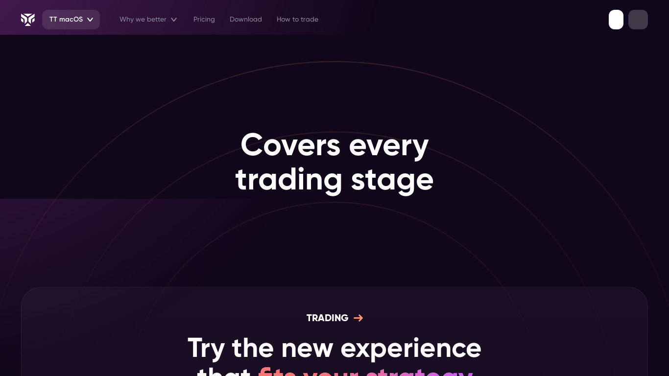 Tiger.Trade: Crypto Futures Trading app Landing page