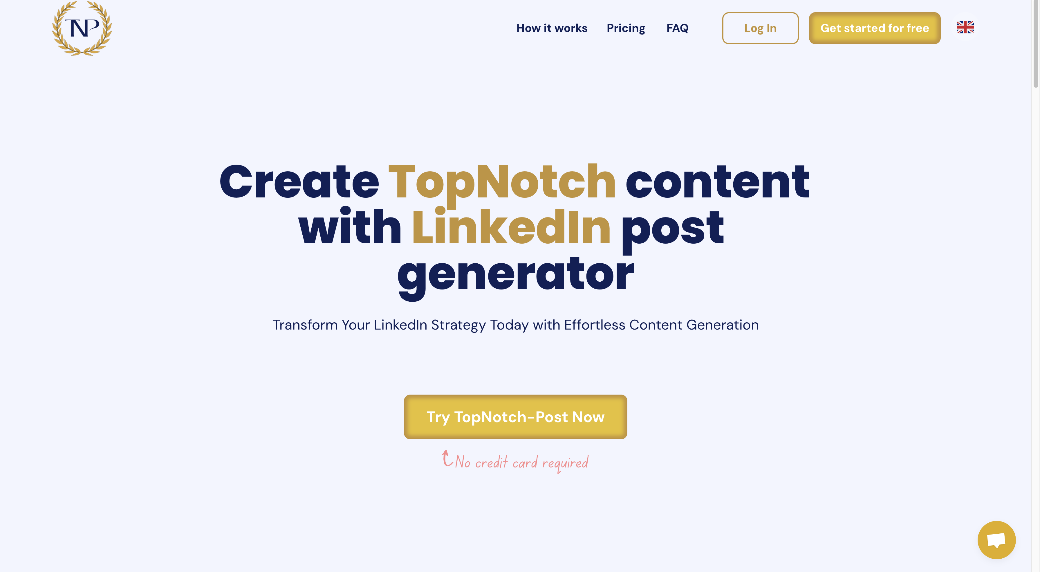 TopNotch-Post Landing page