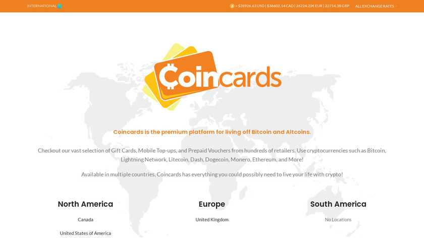 Coincards Landing Page