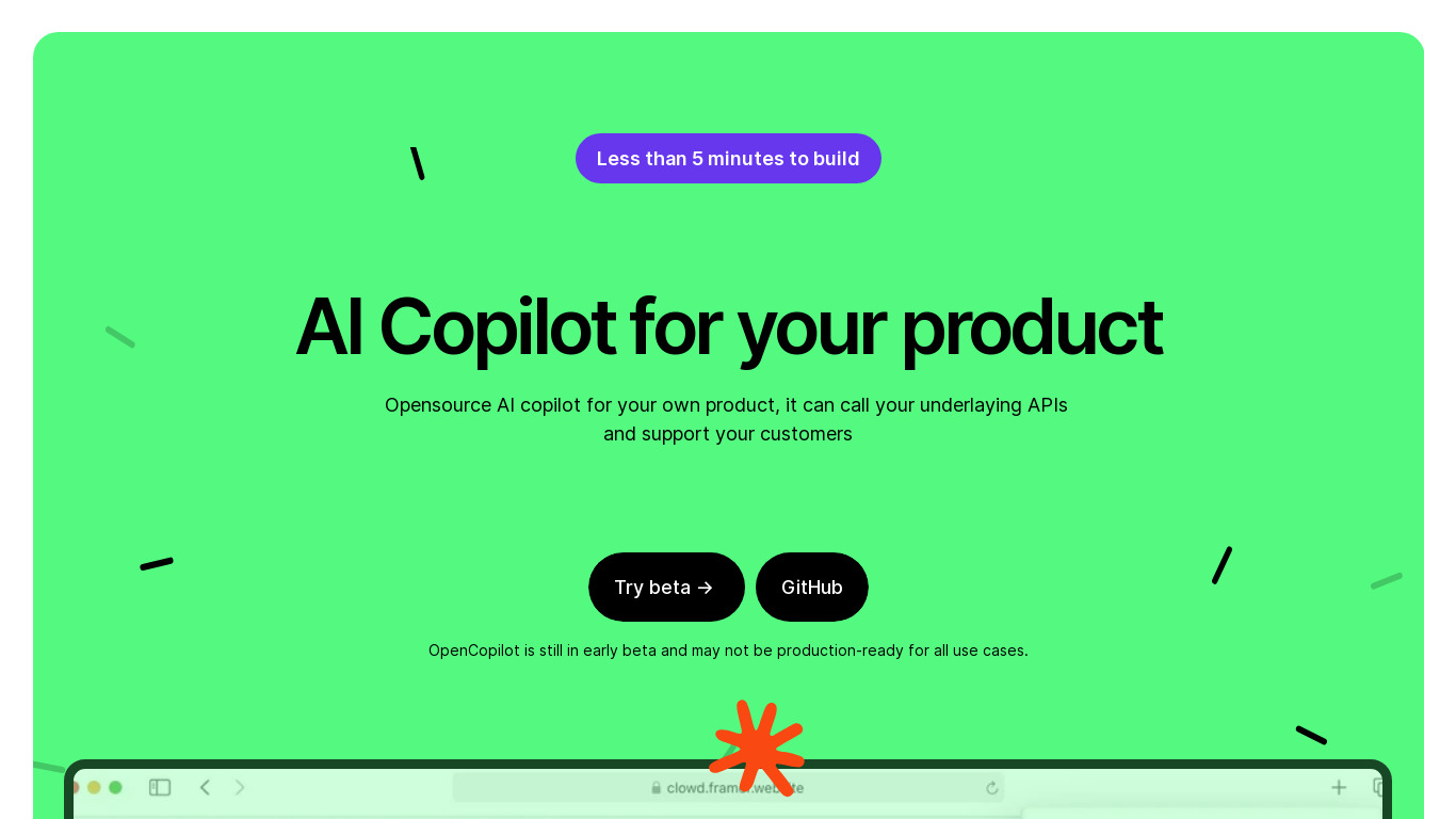 OpenCopilot Landing page