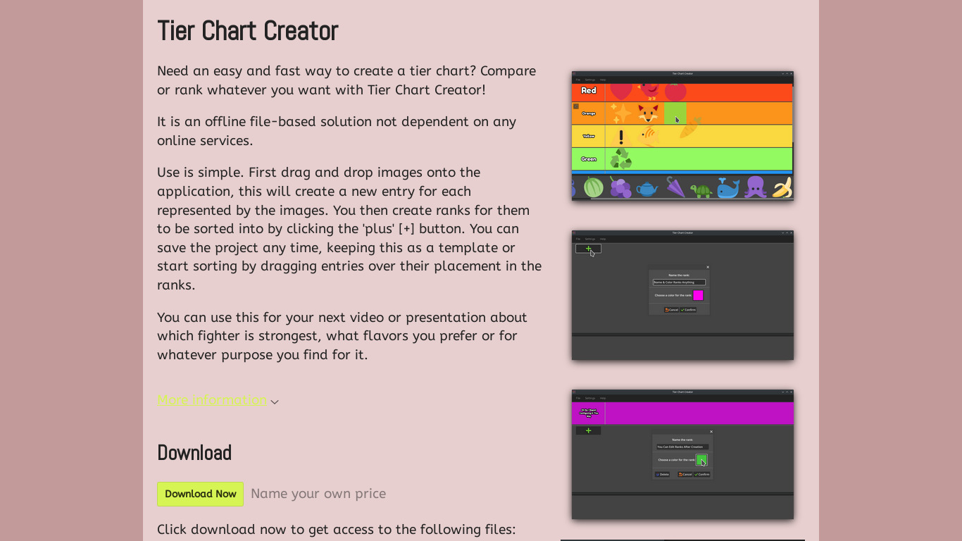 Tier Chart Creator Landing page