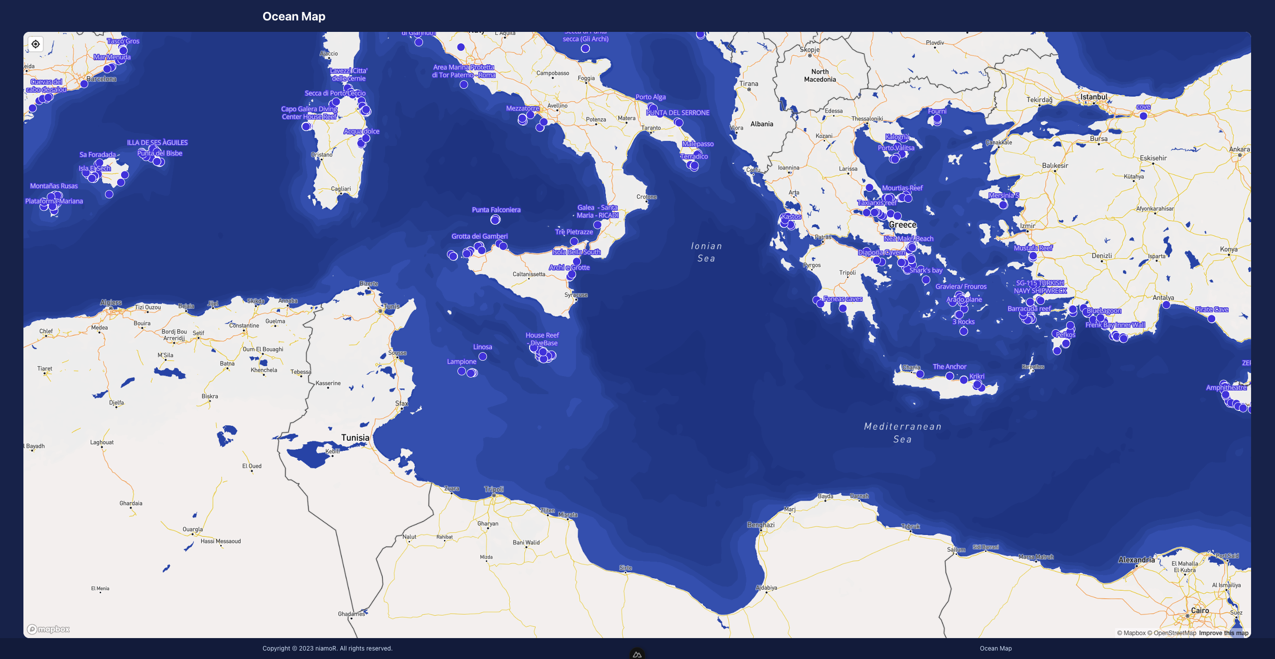 Ocean Map Landing page