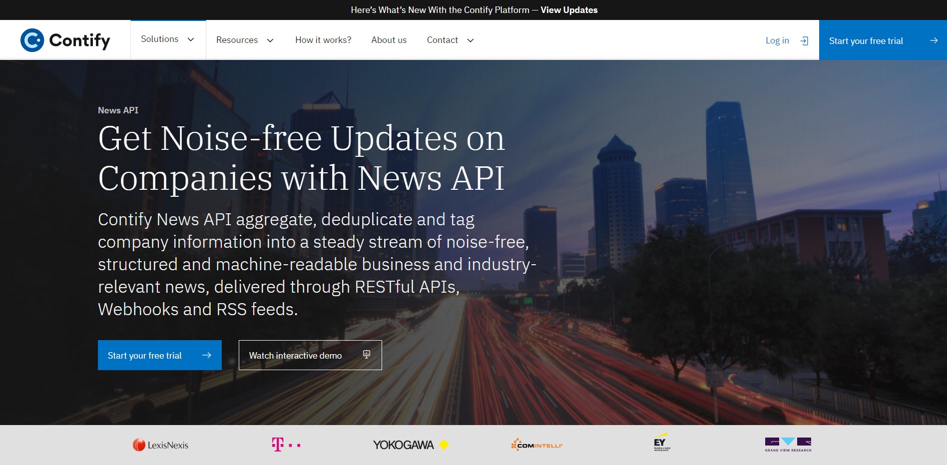 News API by Contify Landing page
