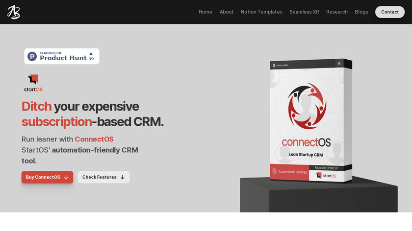 ConnectOS: StartOS' Lean Startup CRM Landing Page