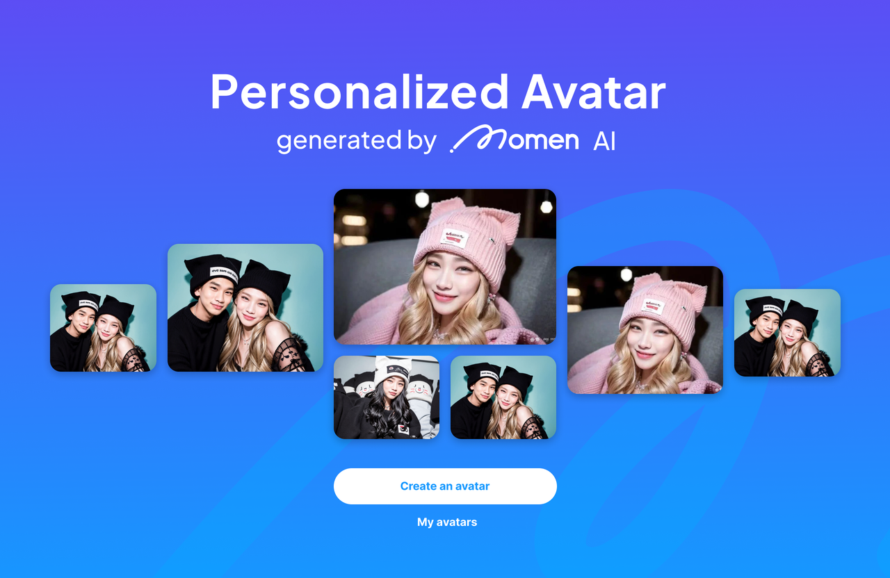 Momen AI Avatar Generator Landing page