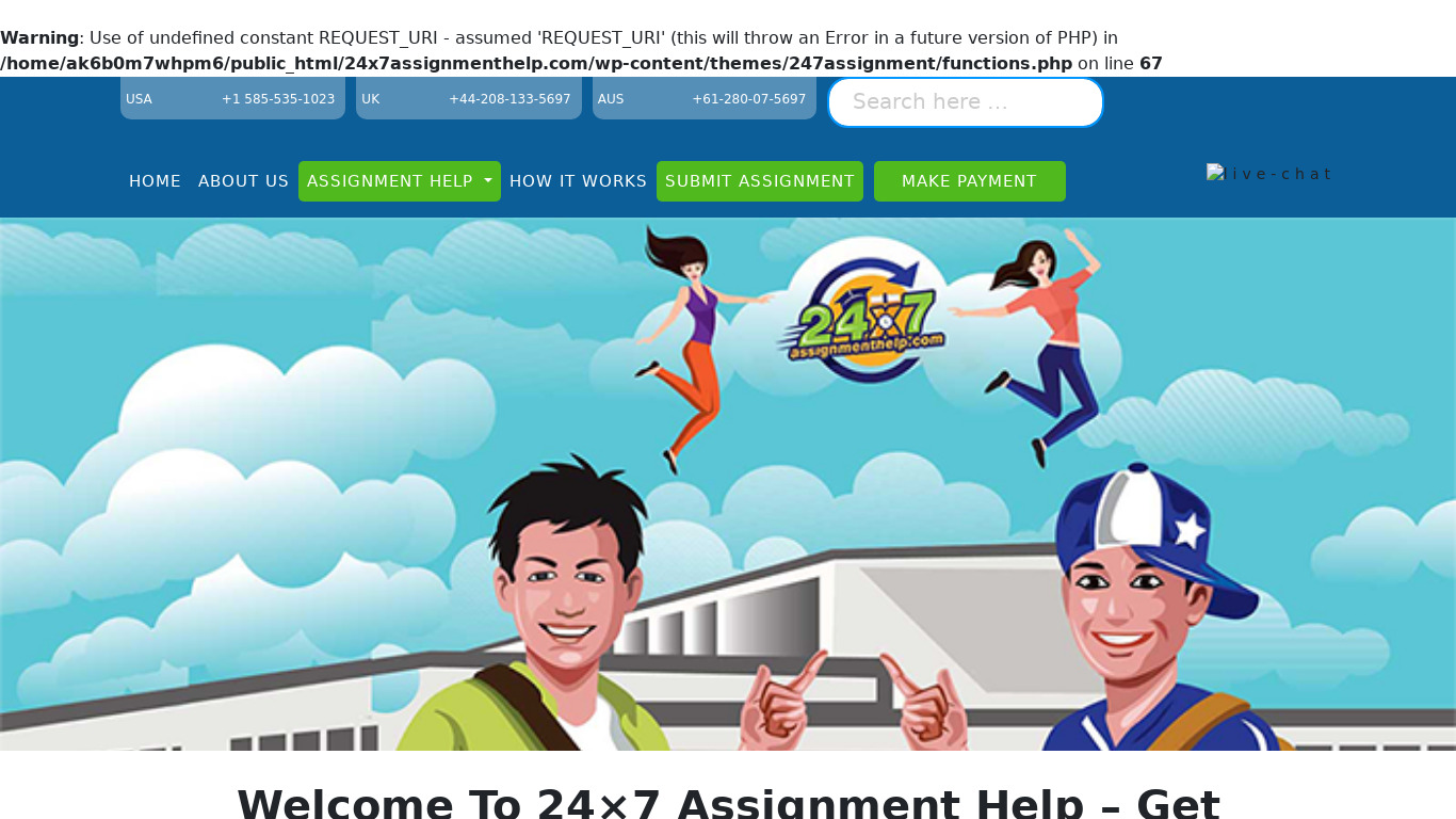 24x7 Assignment Help Landing page