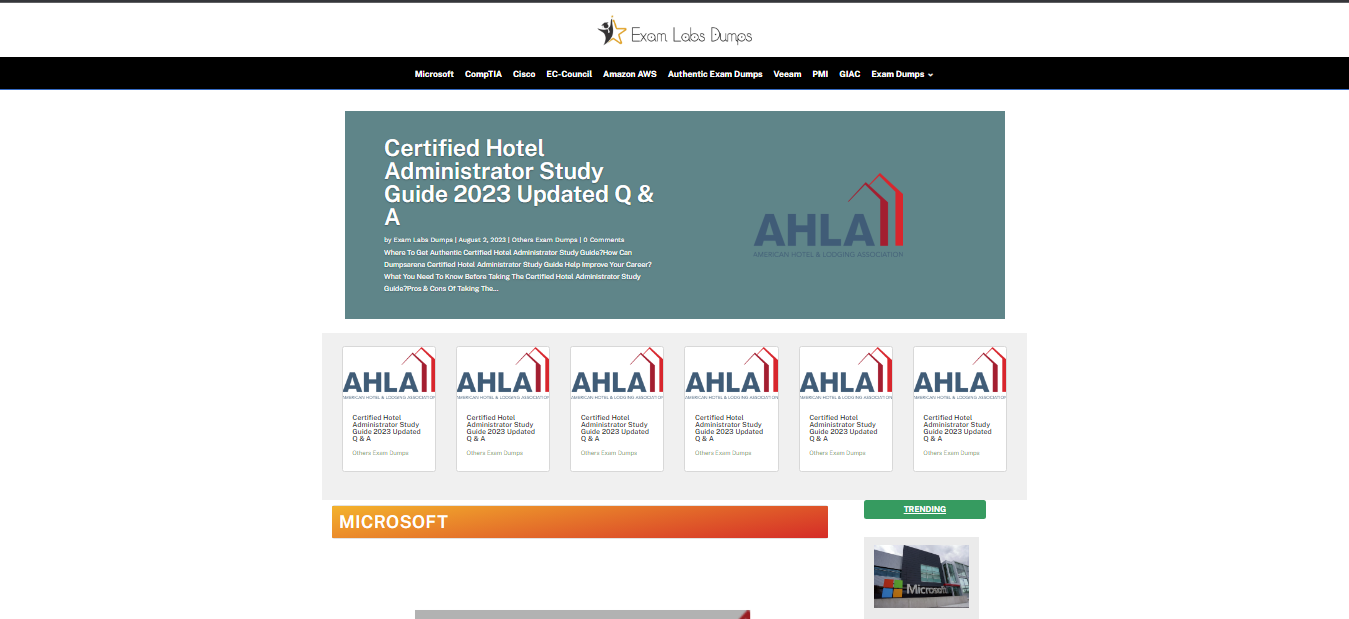 Exam Labs Dumps Landing page