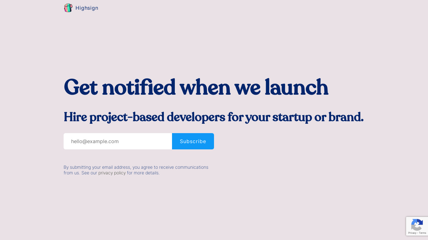 Highsign Landing page