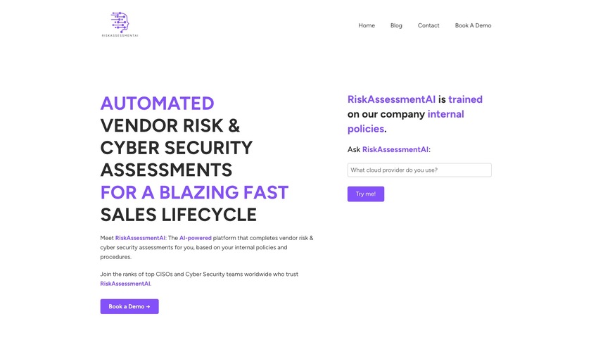 RiskAssessmentAI Landing Page
